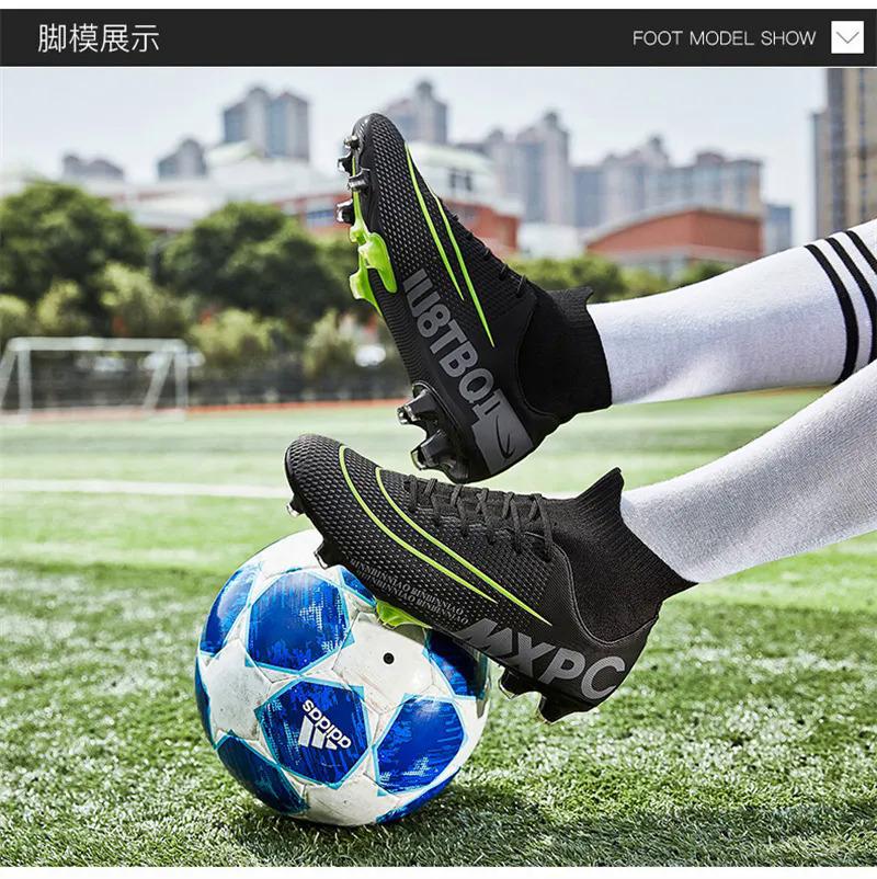 Product Introduction of 35-45 Futsal Shoes for Men Artificial Grass Soccer Shoes High Top Football Boots Kids Football Shoes Korean Style Cleats Shoes Specs Boys Outdoor Sports Shoes Big Size 44