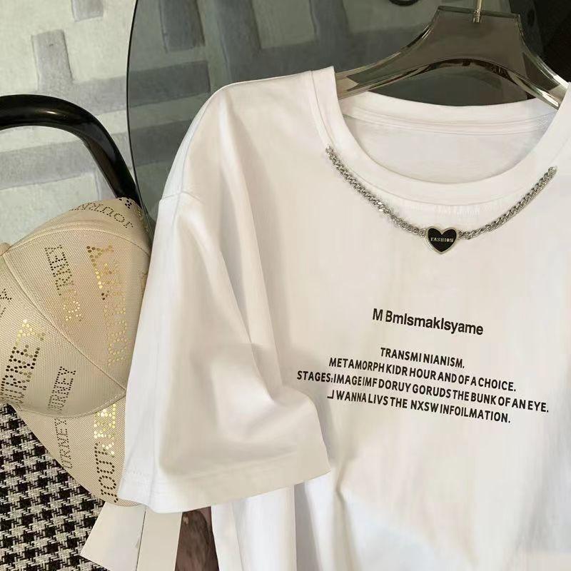 Product Introduction of ชุดทูพีซ, โซ่รักอินเทรนด์, แฟชั่นฤดูร้อนใหม่, ชุดสูทหลวมและลำลอง, สำหรับผู้หญิง, ชุดกีฬาอเนกประสงค์, เสื้อยืดและกางเกง Clothing Women Lady 4