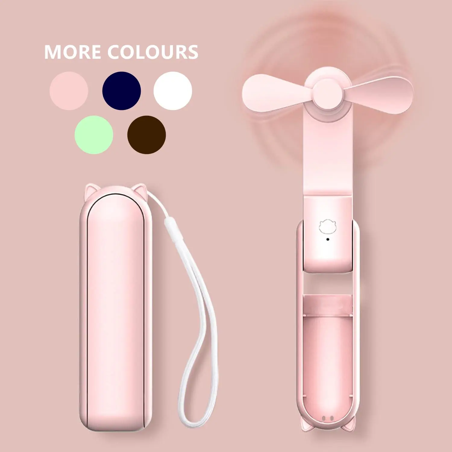 2 in 1 Mini Portable Handheld Fan, USB Rechargeable Personal Foldable Fan for Indoor, Small Pocket Fan Travel Essentials for Outdoor