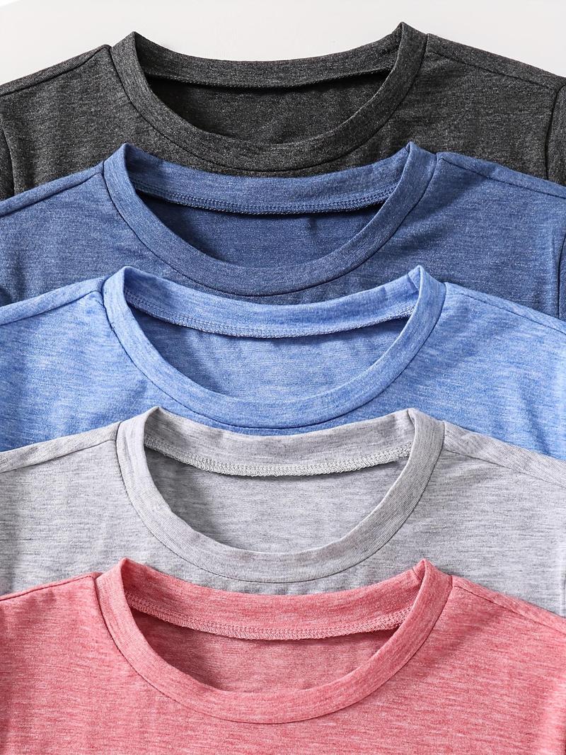 Product Introduction of Boys' Plain Round Neck Tee, Casual Short Sleeve Crew Neck T-Shirt for Summer, Kids Clothes for Daily Wear 5
