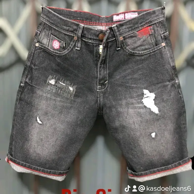 Celana Jeans Sobek Pendek Pria Denim Distro Premium  34 35 36 37 38 39 Santai 0