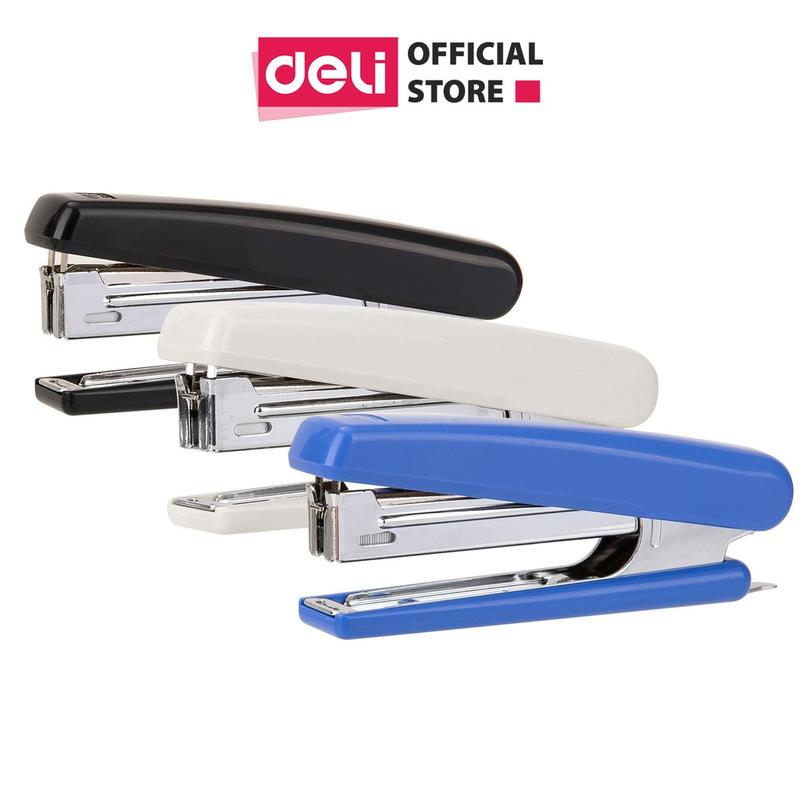 Dập ghim, ghim bấm giấy số 10 Deli tiện lợi, nhỏ gọn, màu Xanh/Trắng/Đen cho học sinh, văn phòng