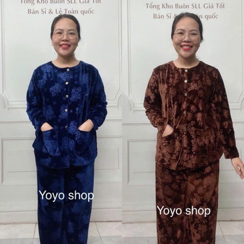 Bộ Bà ba cho người già chất nhung cao cấp, đồ bộ trung niên tặng Bà tặng Mẹ Nữ Women Top