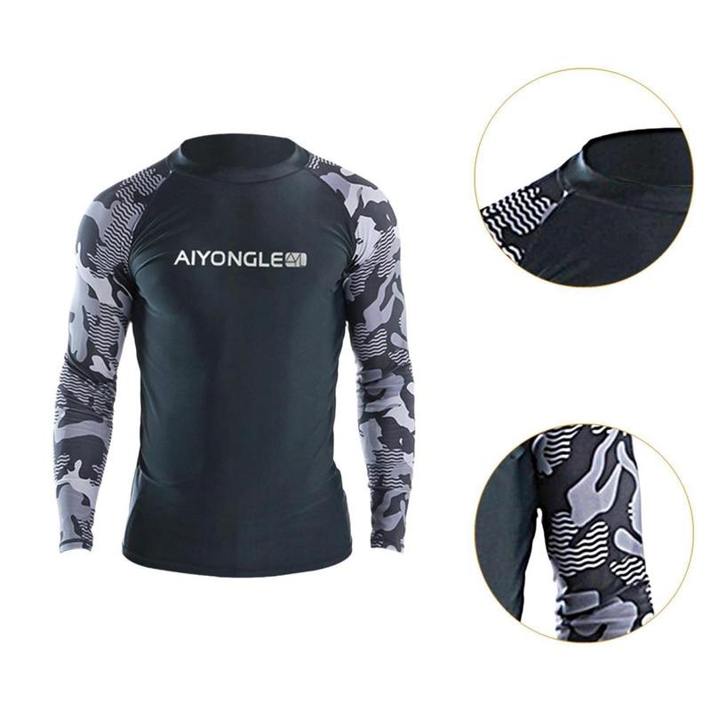 Product Introduction of Mens Swim Shirt, Rash Guard, Swimsuit Long Sleeve Tops Beach Shirt Surfing Shirt for Surf, Water Sports, Snorkeling 1