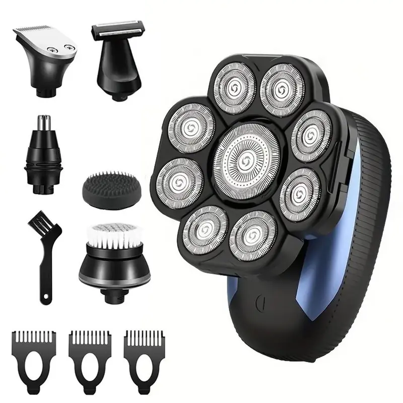 6 in 1 Electric Shaver, 1 Box Rechargeable Rotary Shaver with Accessories, Wet and Dry Use Shaving Machine for Men 0