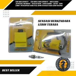 cdi plus koil/busi racing Mio Sporty  -  Cdi Mio lama Sporty - Mio Karbu - Jupiter Z Burhan - Vega R new - fino karbu - Nuvo - Non limit serata Brt power Up 30 persen pengapian naik full rpm tenaga naik csw Racing Busi