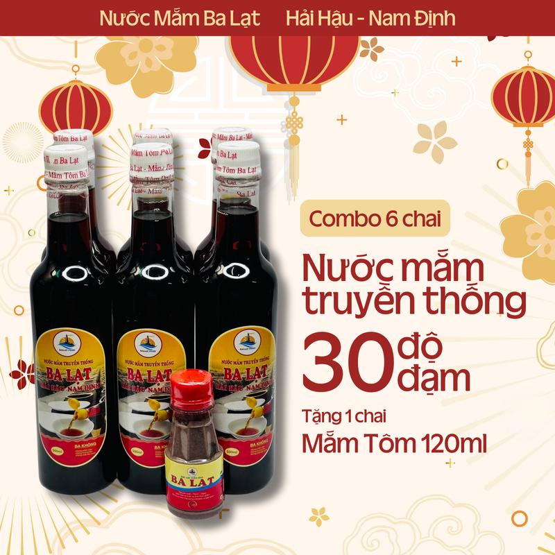 Combo 3 Lít Nước Mắm Truyền Thống Ba Lạt, Loại 30 Độ Đạm, Nước Sốt Gia Vị Tương, Tặng 1 Chai Mắm Tôm 120ml