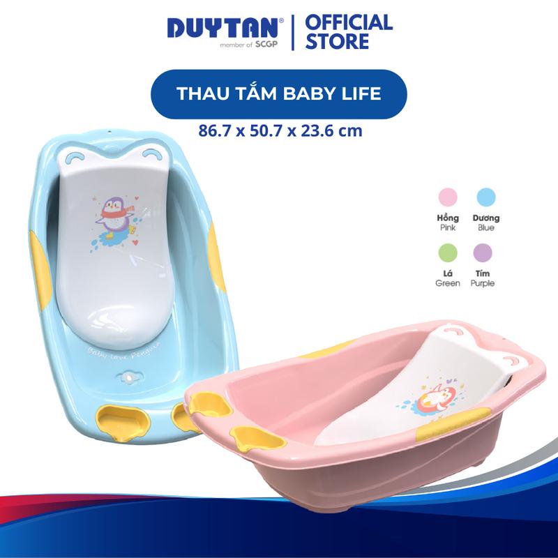 Thau Tắm Baby Life DUY TÂN nhựa PP an toàn sức khỏe chậu tắm có tấm đỡ chắc chắn có nút thoát nước Cho Bé