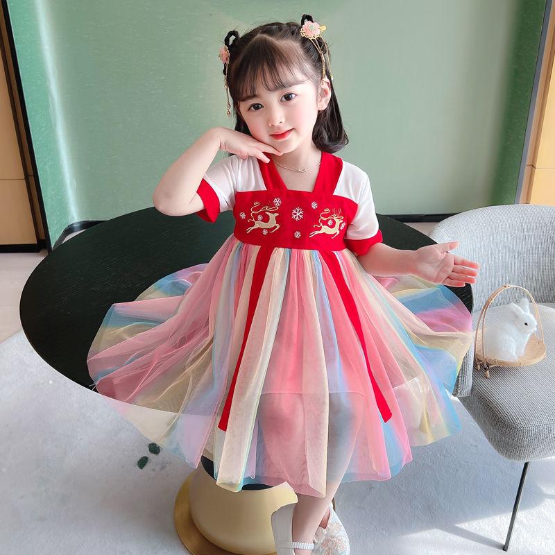 Product Introduction of Hanfu Girl's Thin Dress Tang Suit Summer Chinese Style Baby Children's Clothing 9