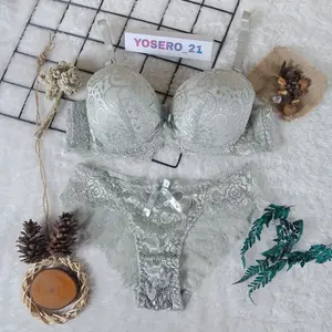 BRA SET bh + cd beha celana dalam wanita setelan renda import quality RC03 32-42 cup B  BH Terlaris #5