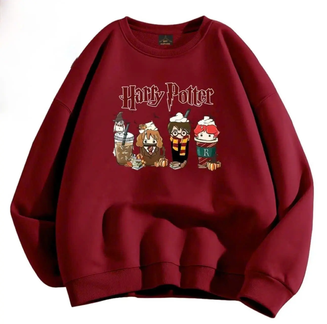Áo sweater nỉ lót bông form rộng Harry Potter· kiểu dáng unisex in 5D sắc nét phong cách Hàn Quốc