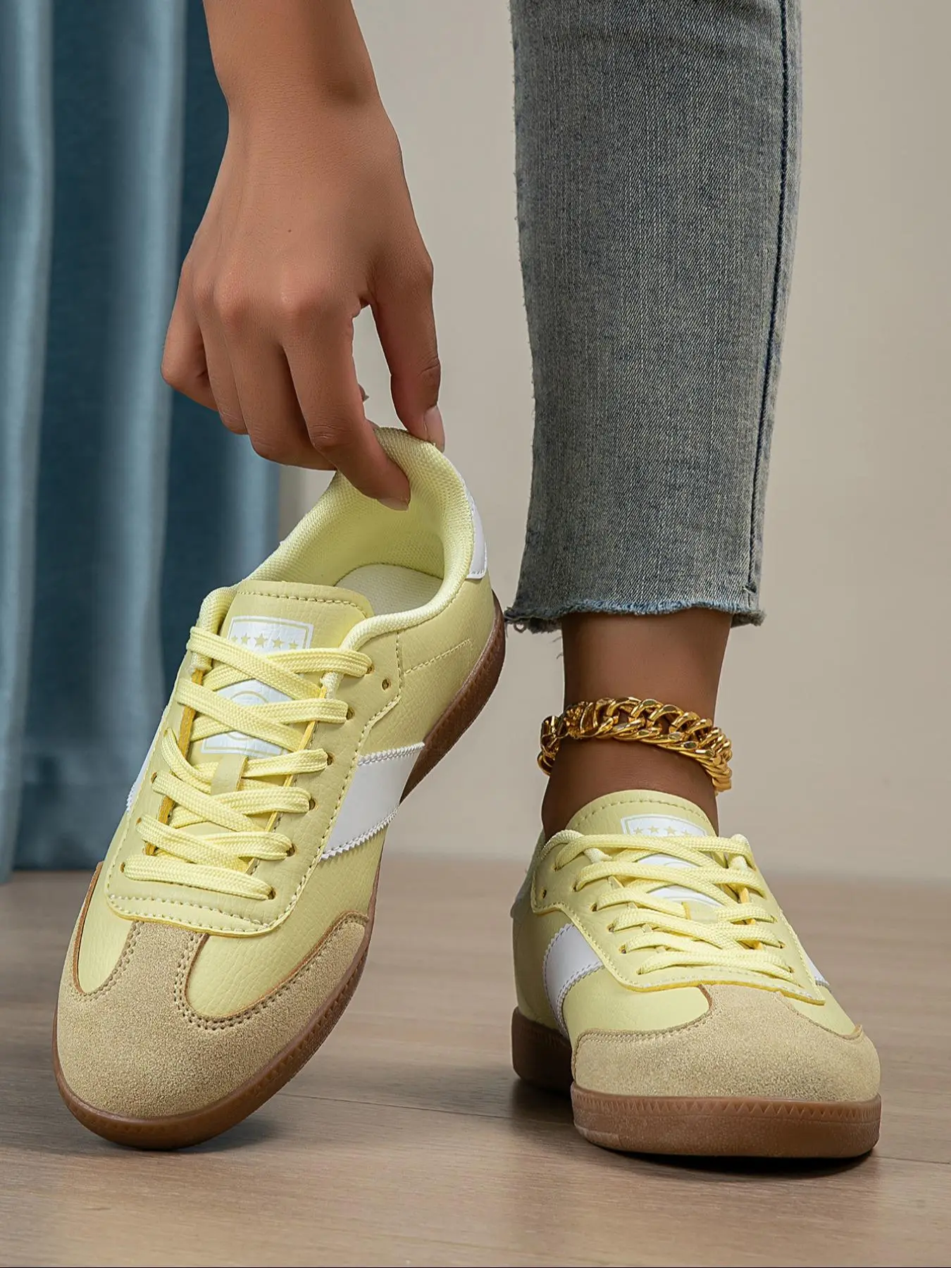 Women's Sporty Lace Up Low Top Chunky Sneakers, Casual Comfortable Breathable Running Shoes, Female All-match Round Toe Sneakers for Daily Wear