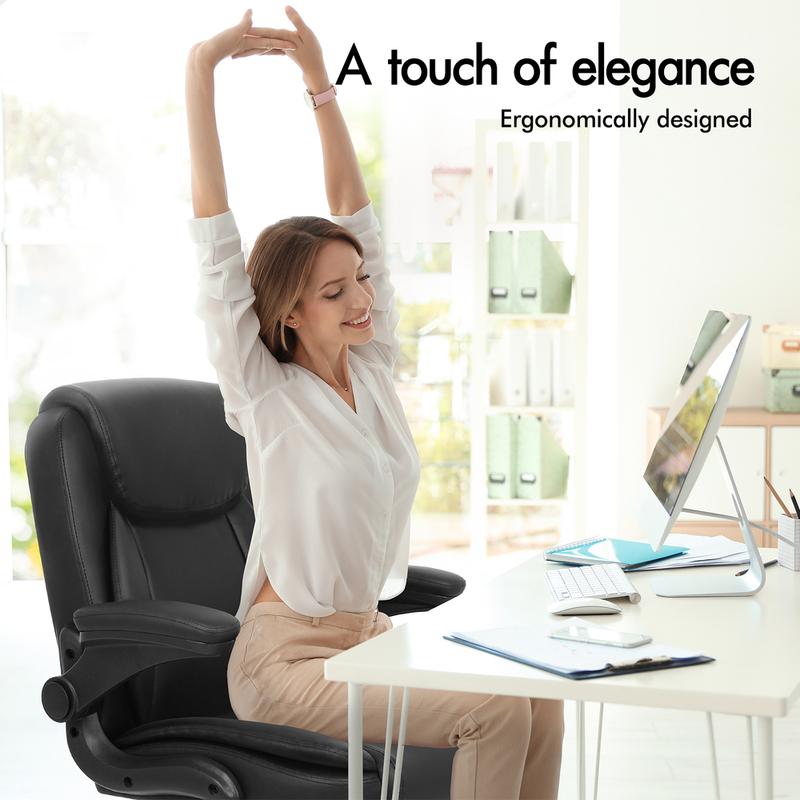 ELFORDSON Massage Office Chair Executive Computer Gaming Seat PU Leather Black 1