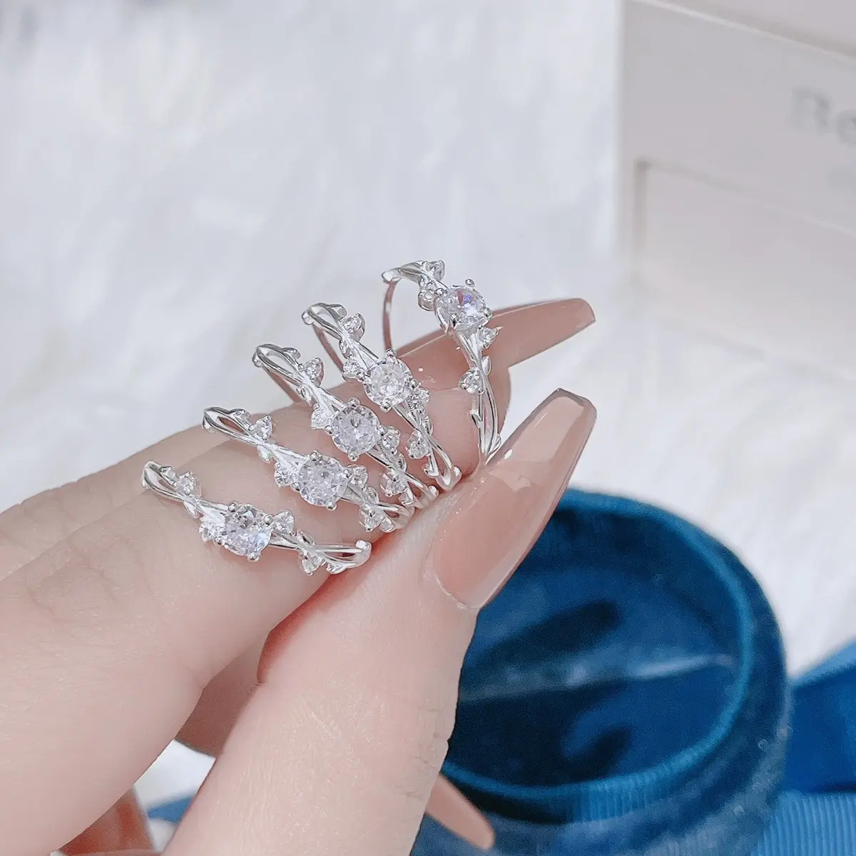 Nhẫn hoa tuyết bạc ta, dánh mảnh nhỏ xinh bạc ta VB Bảo Tâm