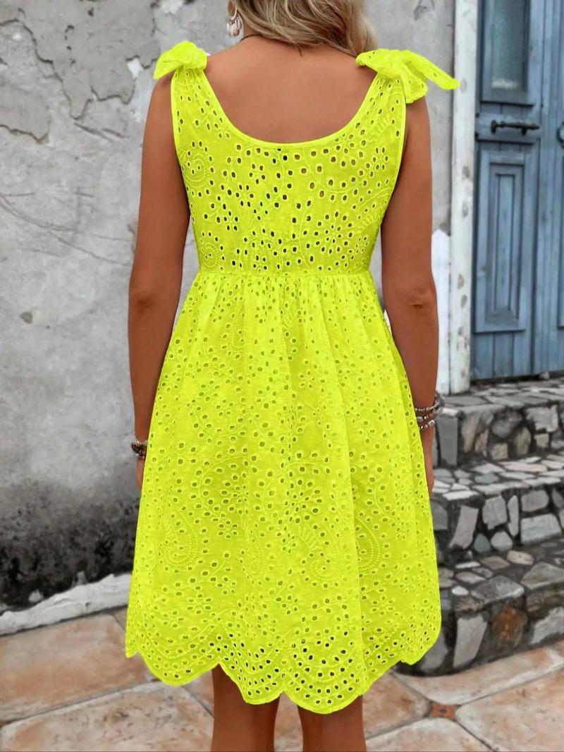 Product Introduction of Women's Plain Lace Trim Chiffon Dress, Elegant Sleeveless V Neck Short Dress for Summer, Ladies Clothes for Daily Wear 2