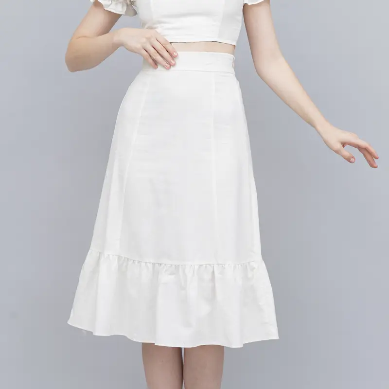 JOUETA | Eura Atasan Wanita Korean Style Ruffle Kekinian Terbaru Warna Putih Bahan Linen 7