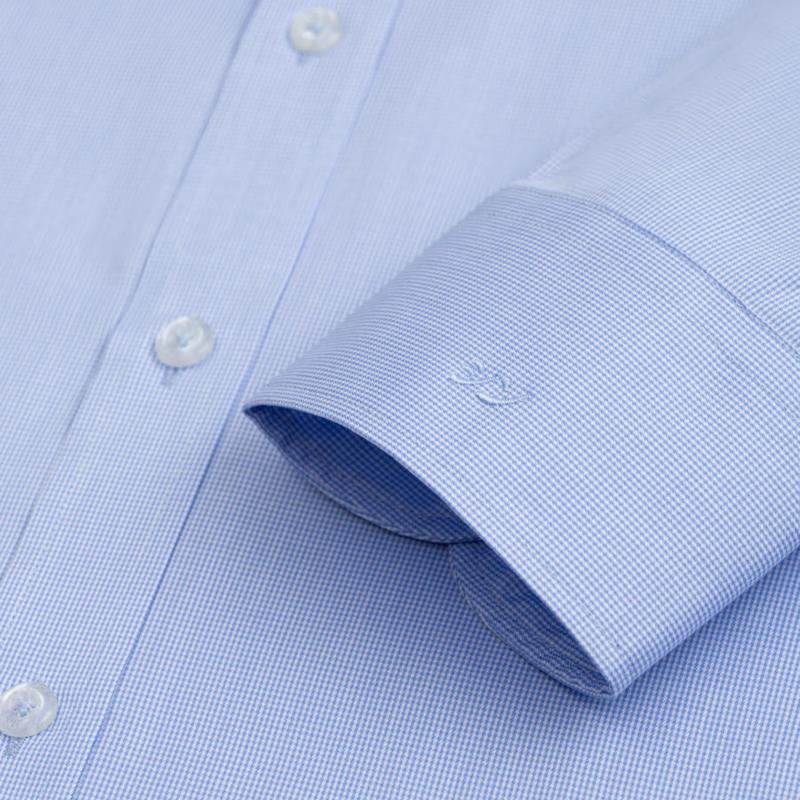 SHINKO Shirt MLS019-BU Áo sơ mi nam dài tay cao cấp màu xanh biển hoạ tiết kẻ caro 3