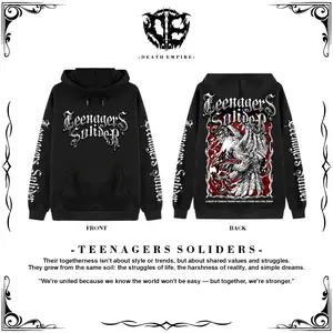 Hoodie Jaket Netral Tenagers Soliders Sablon Distro Dtf Full Punggung Desain Terbaru Kalcer Metal Model Jumper Fleece 240gsm Hitam Putih Biru Pria Wanita DEATH EMPIRE FE5