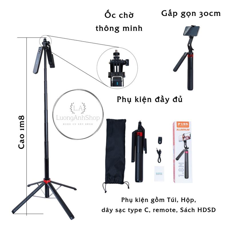 Tripod p185 chụp hình quay phim tiện lợi Kim loại Phụ Kiện Selfie gậy livestream cyke  tripod