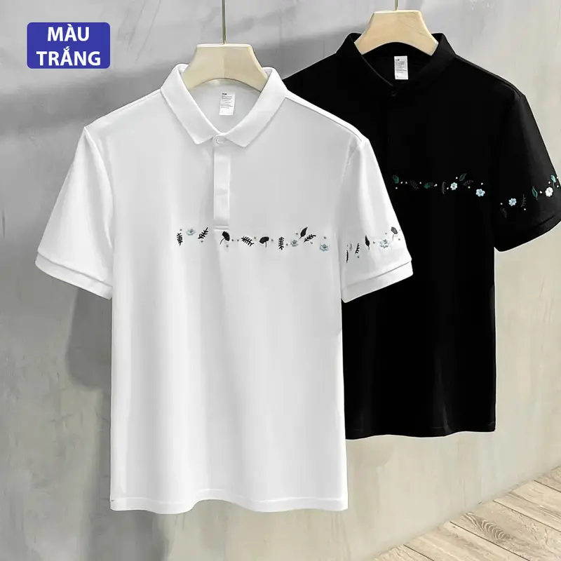 Áo Polo Nam Nữ Họa Tiết Thêu Ngục Và Thêu Tay, Chất Vải Cá Sấu Cao Cấp Menswear Nhung Ong 1