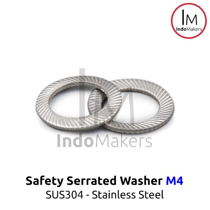 Jual Safety Lock Washer Conical Serrated Stainless Steel SUS304 M4 Isi ...