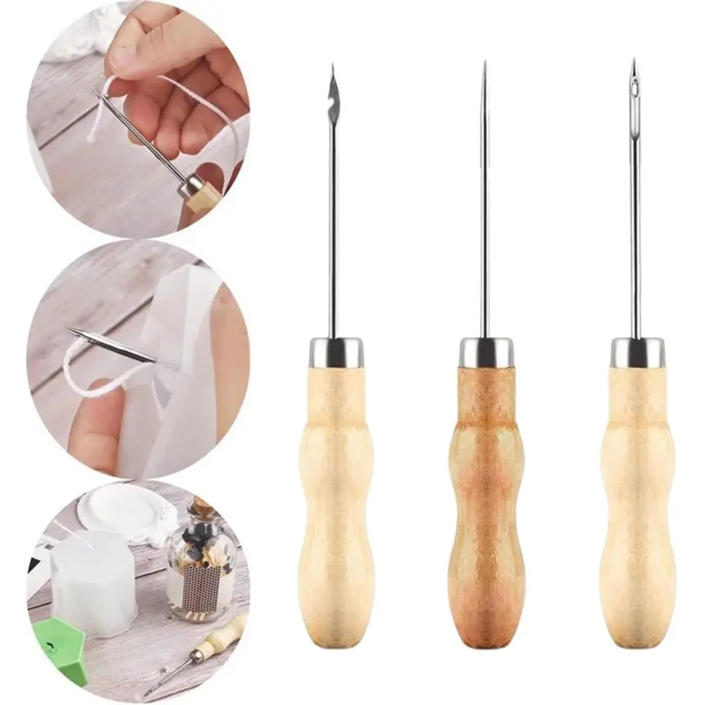 Đầu May, 3x, Cán Gỗ, Kim Đục Lỗ Để Sửa Giày, Thủ Công Tự Làm, Thích Hợp Để Sửa Chữa Giày