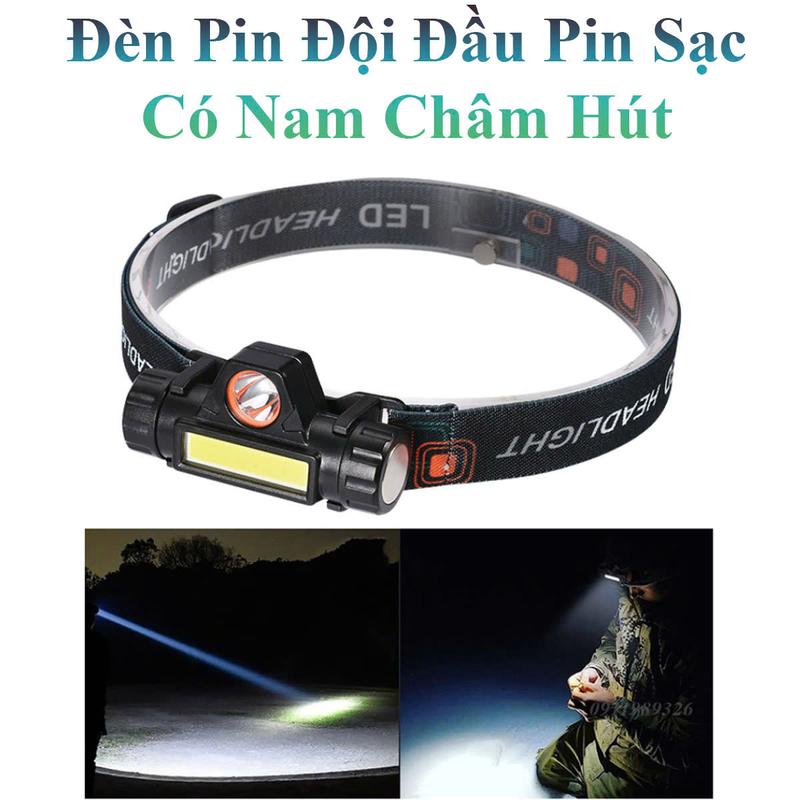 Đèn Pin Đội Đầu Nhỏ Gọn Pin Sạc Siêu Sáng Có Nam Châm Hút