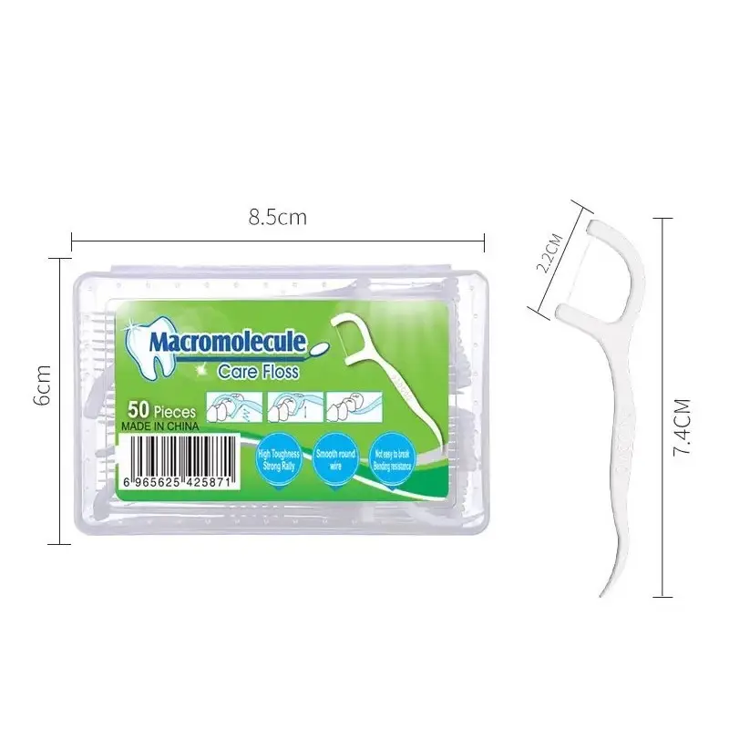 Benang Tusuk Gigi Pembersih Sela Gigi Steril 50 PCS Benang Busur Tusuk Gigi Macromole MKS N02cul Carea Benang Tusuk Gigi Macromolecul carea Dental flosser Toothpick SH S11 8