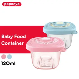 Poponyo Wadah Tempat Penyimpanan Mpasi Plastik BPA Free Baby Food Container 120ML Tempat Penyimpanan Mpasi Bayi Biru Merah Anti Tumpah