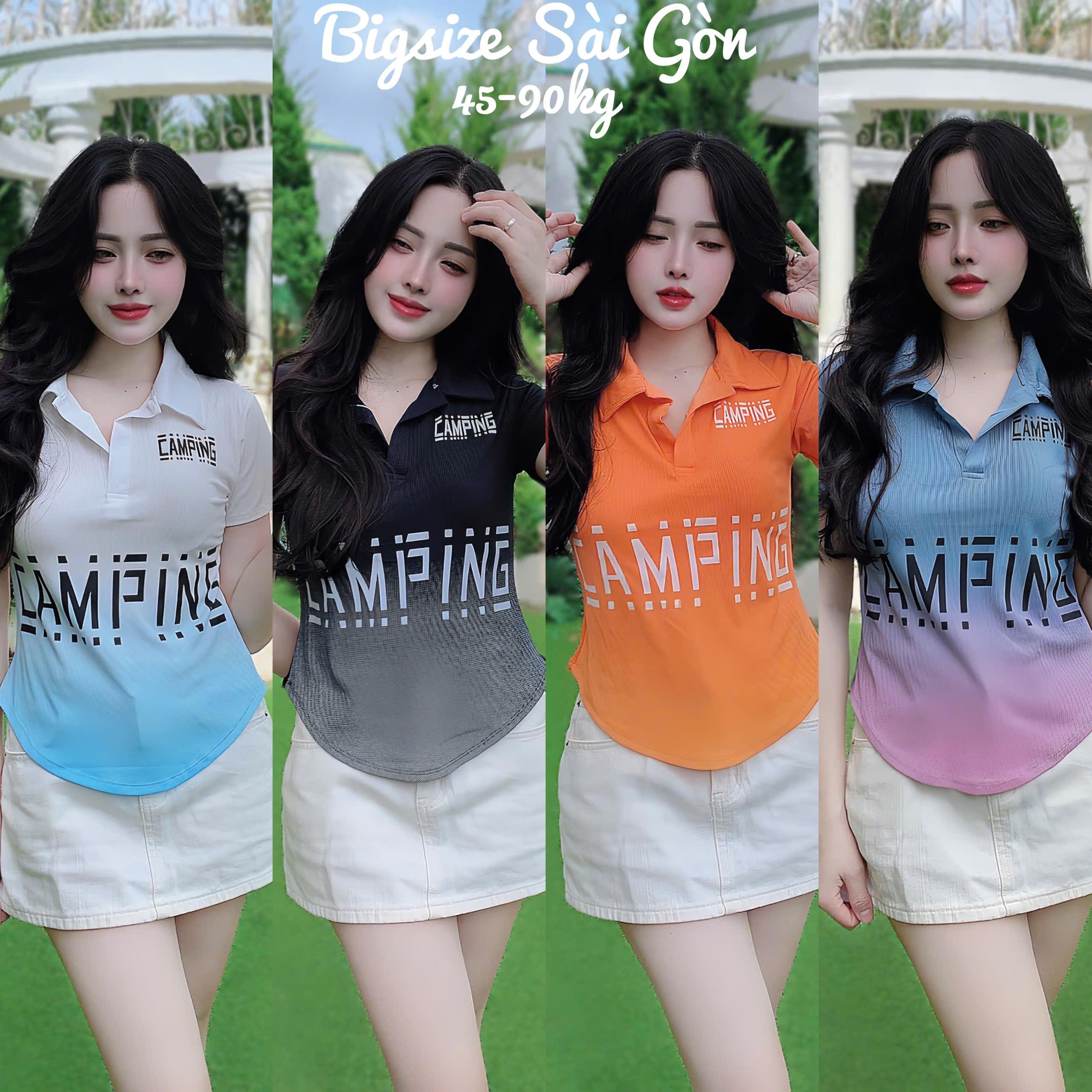 Áo Thun Polo Phối In Hình Họa Tiết  Thun Gân Tăm 45- 90Kg Bigsize Dễ Thương Top Nữ Women - B.1420