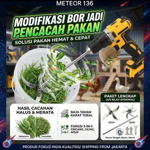 [ With Pole ] Pisau Mesin Pencacah Rumput Sayuran Multifungsi Pakan Ternak Entok Ayam untuk Dinamo dan Stick Bor Giling