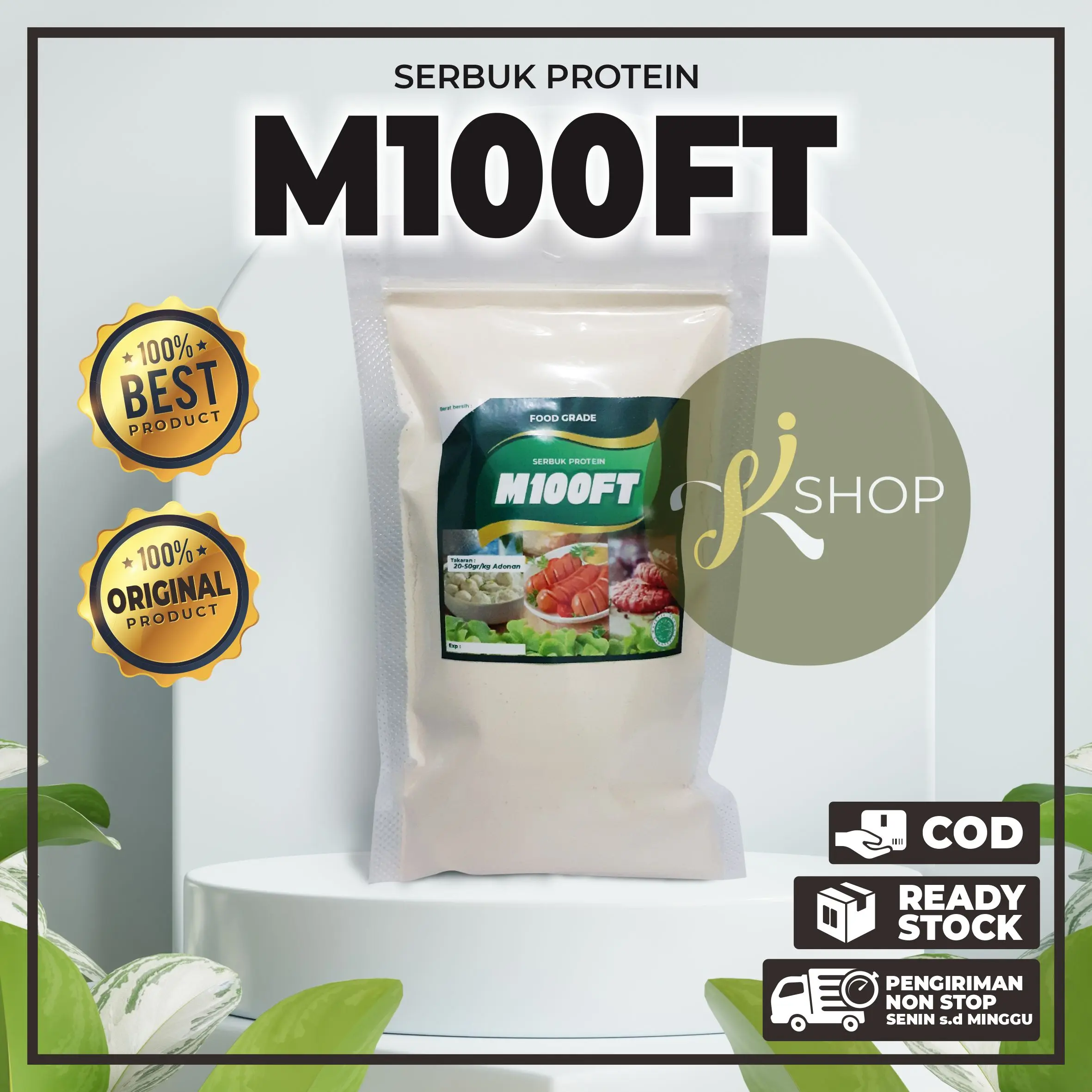 Bubuk Protein M100FT ( Pengenyal Bakso ) , Pengganti Putih Telur , Membuat adonan & hasil bakso lebih kering dan padat.