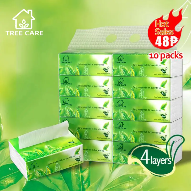 (700 sheets x 10 Packs) Tissue Paper towel 4 ply Organic green tea