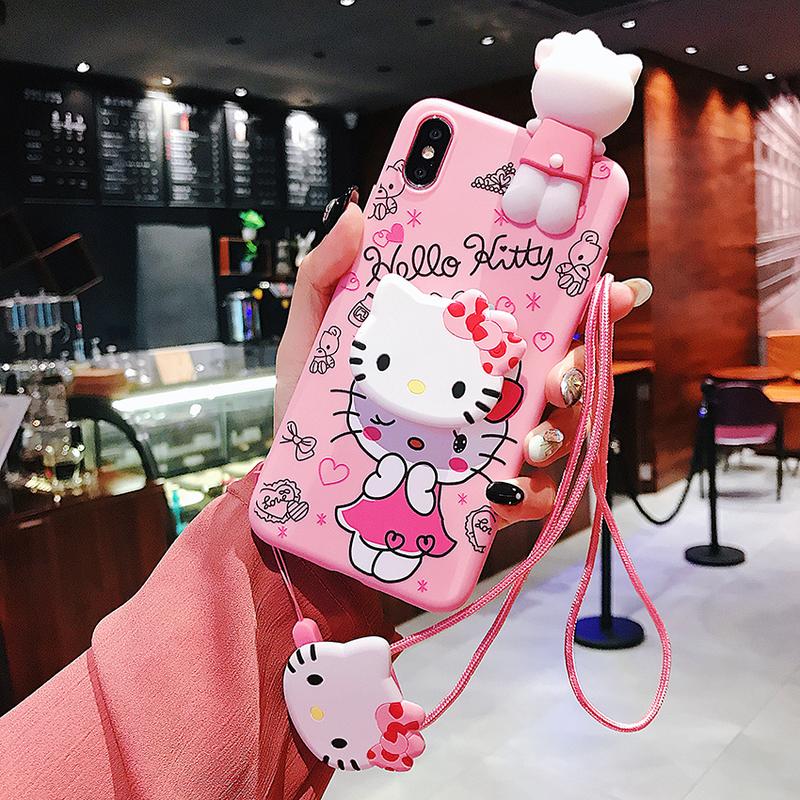 Product Introduction of Ốp Điện Thoại Hoạt Hình, Thiết Kế 3D, Dành Cho Huawei Y7, Y6, Y5 Pro, Pirme 2018, 2019, Y5P, Y6P, Y7A, Y7P, Y8P, Y6S, Có Giá Đỡ Và Dây Đeo Dây Đeo Dễ Thương Sanrio Hello Kitty, Ốp 7