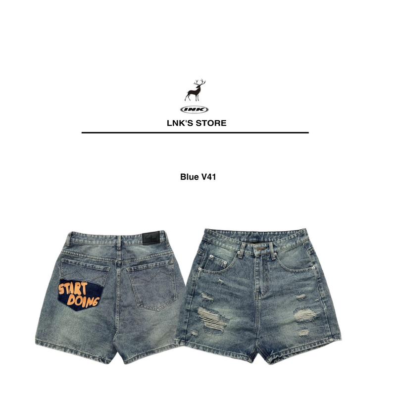 { RESTOCK SIÊU PHẨM } QUẦN SHORT JEAN UNISEX DENIM BLUE V41 " Start doing " LNKWEAR Nam Menswear