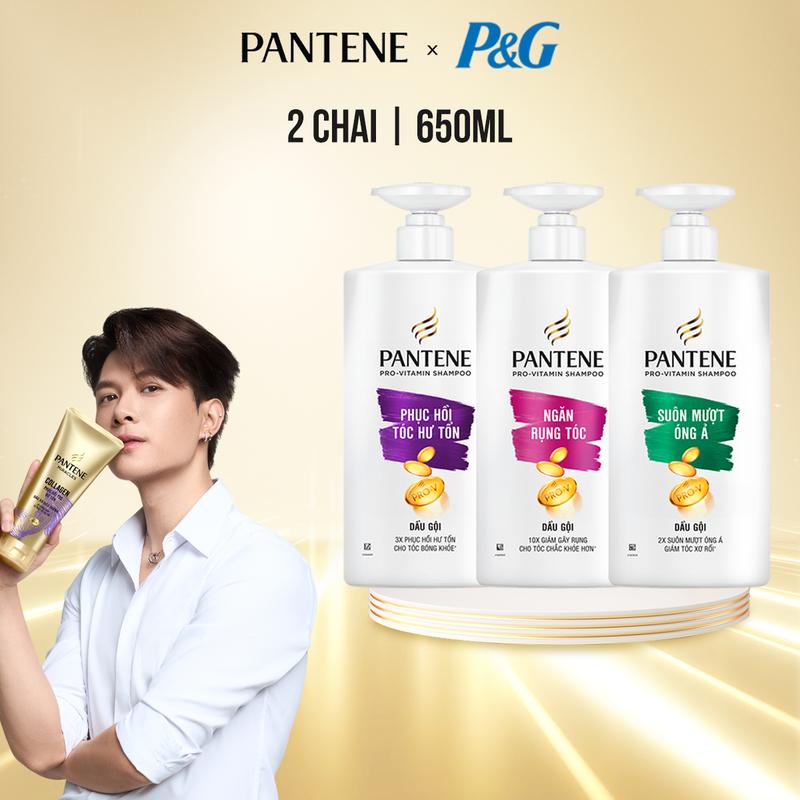 Combo 2 Dầu Gội PANTENE Pro-V Cải Thiện Rụng Tóc/ Hỗ Trợ Phục Hồi Hư Tổn/ Suôn Mượt Óng Ả 650ml x2