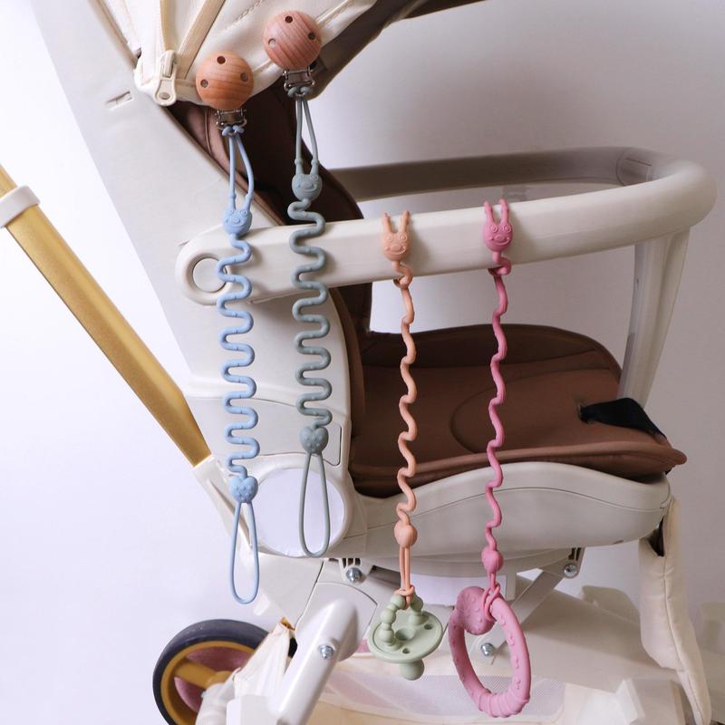 Baby Silicone Teether Chain (4 Counts/set), Anti-lost Teether Clip, Newborn Teething Toy, Teething Toys Suitable for Boys and Girls 3