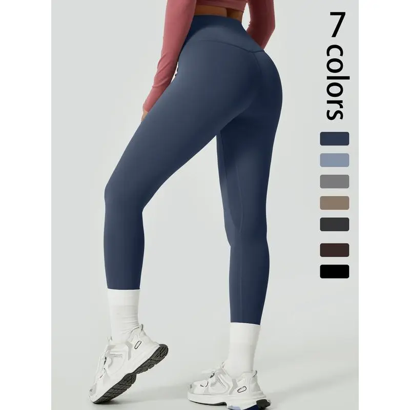 Women's Solid Waist Sports Leggings, Casual Comfy Breathable Skinny Pants for Yoga Gym Workout, Ladies Sportswear for All Seasons 3