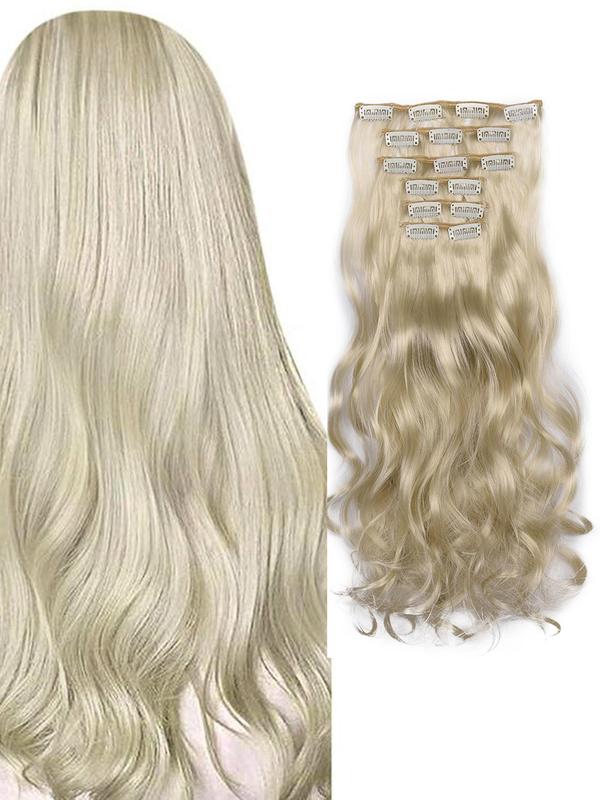 20 Inch Natural Long Curly Clip-in Hair Extensions, 6pcs Synthetic Wigs for Daily Use for Women, Trendy Matching Natural Wavy Wig Piece for Parties, Prom, Holiday Hair Accessories 6