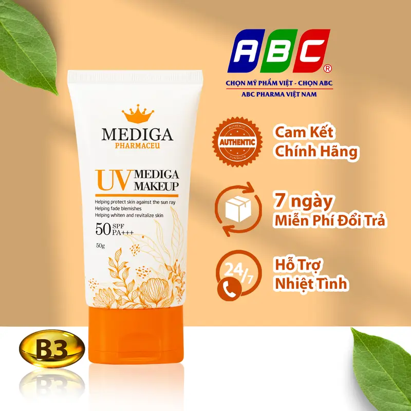Kem Chống Nắng Nâng Tông Chính Hãng Mediga SPF50 PA+++ Chiết Xuất Thiên Nhiên, An Toàn, Lành Tính, Bảo Vệ Da Khỏi Tia UV Skincare 3