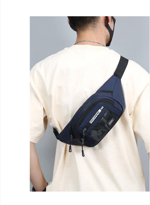 Product Introduction of Solid Color Men Chest Bag Outdoor Sports Waist Pack For Boys Multi Layered Design Crossbody Bags 4