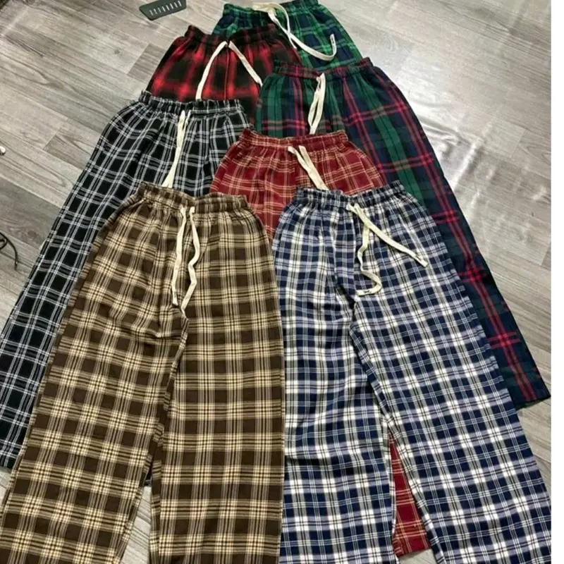 Sét bộ đồ quần ống rộng kẻ họa tiết CARO đỏ + kèm áo phông phom rộng tay lỡ chất cotton hình nơ rúm ĐỎ- tùng lâm 99 3