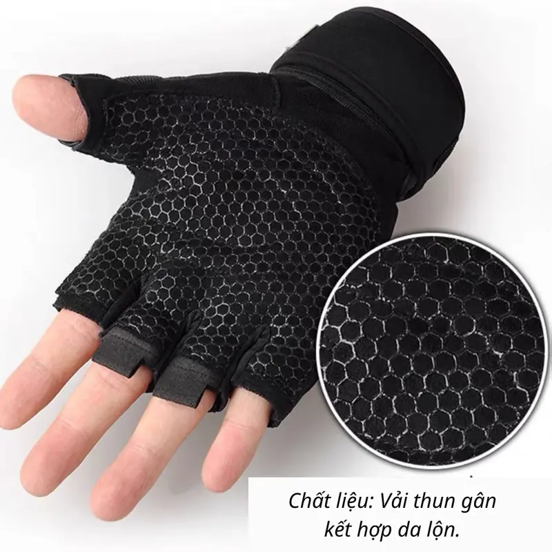 Găng Tay Tập GYM Bao Tay Thể Thao Phượt Tập Gym Nam, Nữ Thoáng khí Unisex Chống Trơn Chống Trơn Trượt Găng Tay Lái Xe Máy 4