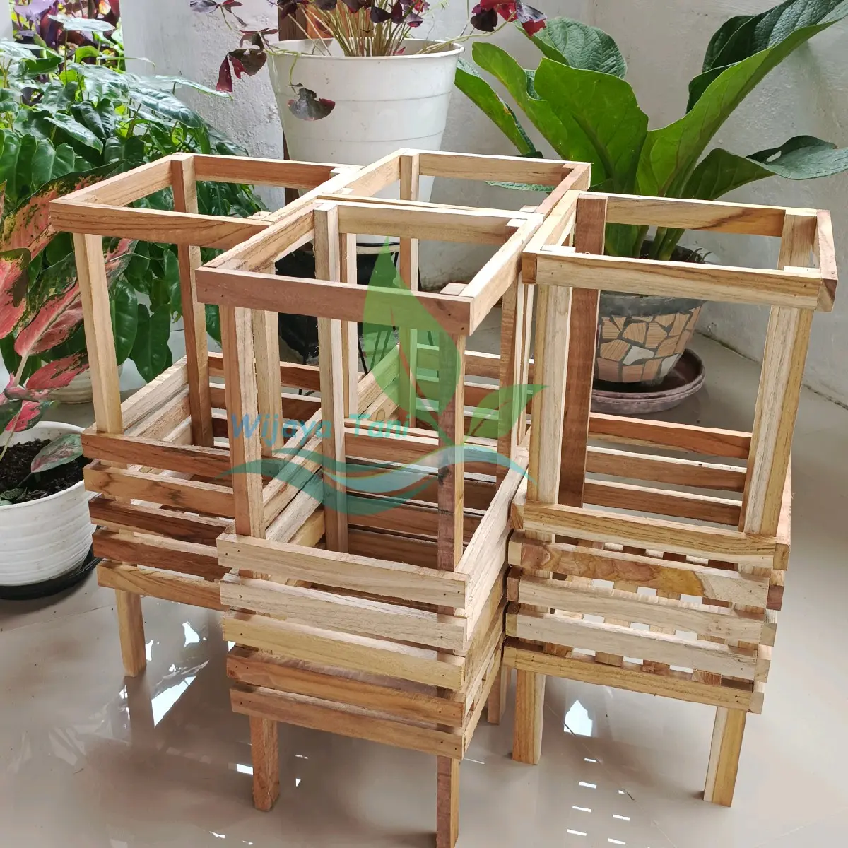 Pot Kayu | 20x20x50| Pot Anggrek Kayu Jati Oven   | Rak Anggrek Kayu Jati