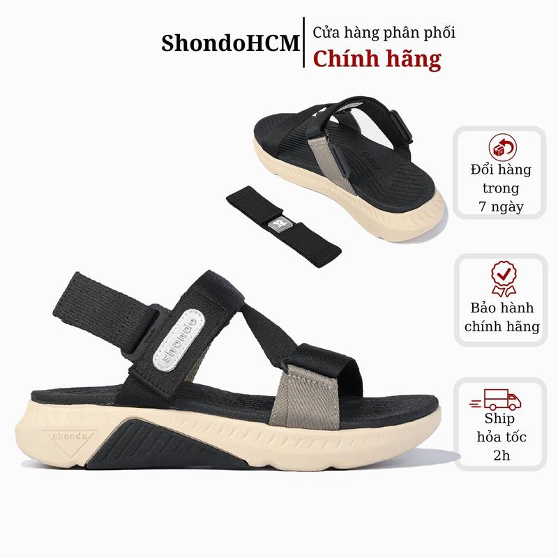  Giày SHONDO Sandal Nam Nữ F7 Racing Thời Trang Êm Nhẹ Đi Học Đi Chơi Màu Đen Be F7R2515 DéP sandals Đế Bằng cao 