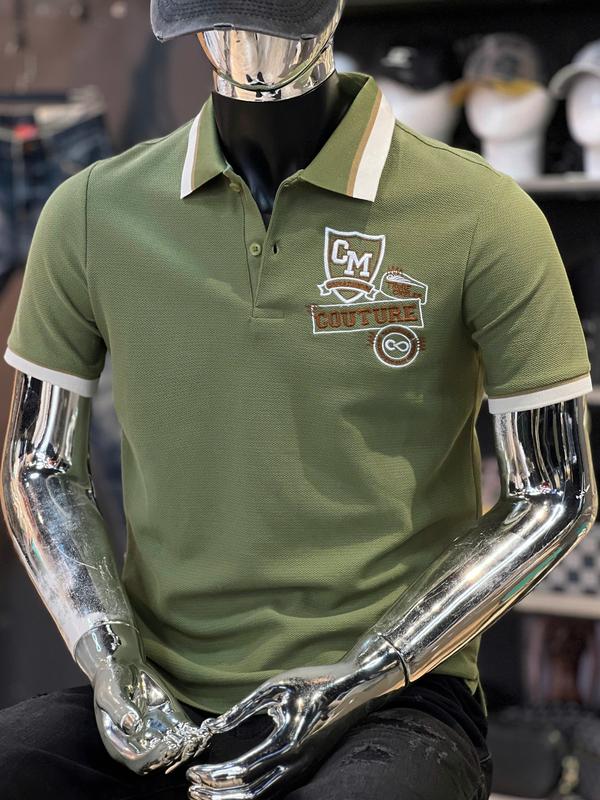   2 Mẫu Áo Thun Polo Nam COMA DENIM T3540-	 T3566  Màu Xanh Lá Bo Viền Thêu COMA & Thêu 2 Logo Play Ball Mẫu Mới K3 STORE 