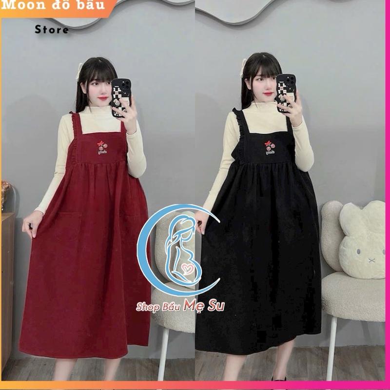  Yếm Bầu Nhung Chery thêu Form công sở thoải mái 