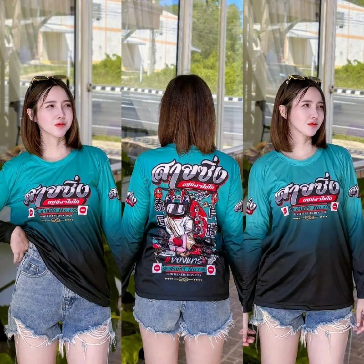 Áo Thun Đua Xe, Dài Tay, Vải Micro Polyester, Sáng Bóng Và Mịn