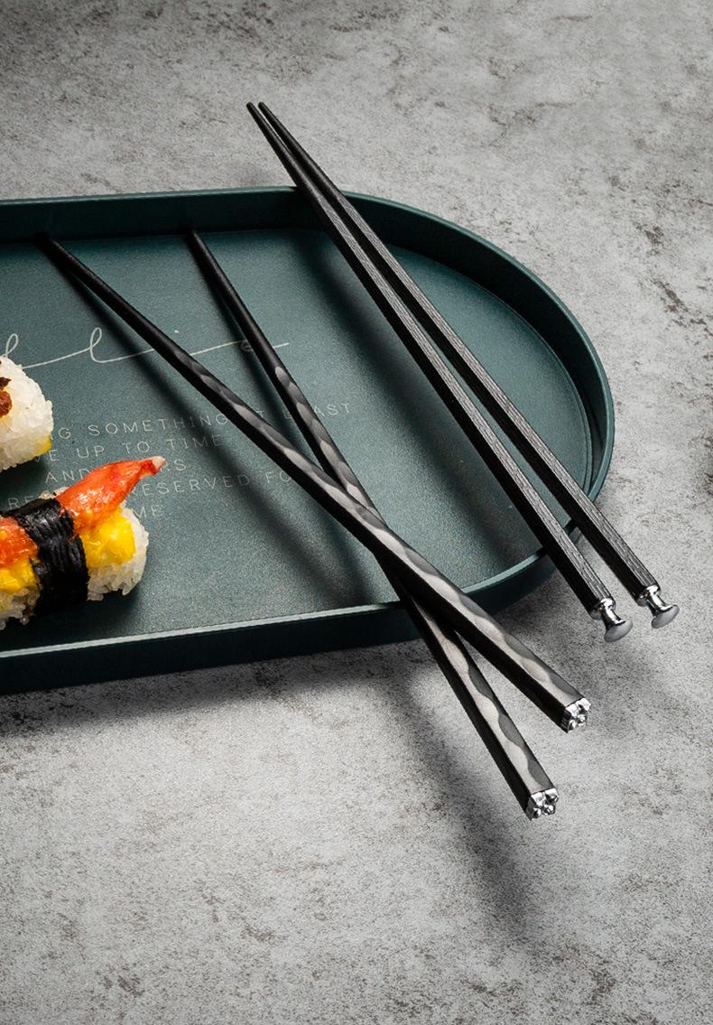 Product Introduction of 5 Pairs Japanese Chinese chopsticks Sushi Sticks Reusable Metal Korean Chopsticks Set Healthy Alloy Tableware Palillos Chinos 6