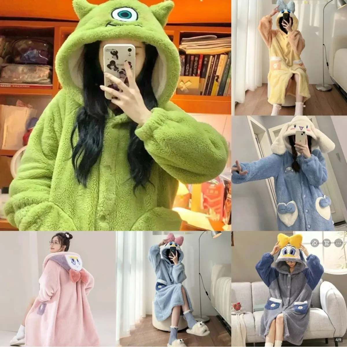 (sẵn Nhiều mẫu) Váy ngủ lông 2 mặt mềm mịn dễ thương váy ngủ mùa đông ấm áp dày dặn Dress Nữ áo choàng